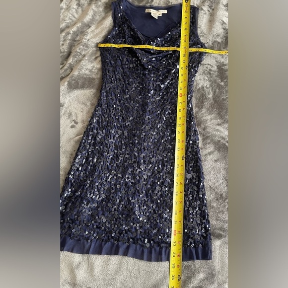 Vintage Max Studio Cowl Neck Sequined Mini Dress size S Navy Blue Prom Party - Picture 7 of 11